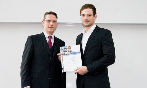 John Möller, winner of the scholarship of PROMOS consult in 2014.  John Möller, Gewinner des Förderstipendiums der PROMOS consult aus dem Jahr 2014