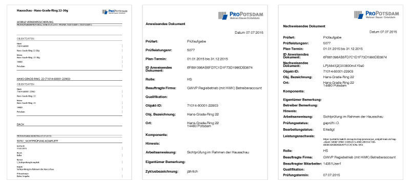 Figure 4: In addition to the inspection report, the instruction and evidence document is available to the operator in relation to audit acceptability. Anweisende und Nachweisende Dokumente im PDF-Format aus der easysquare mobile App für die Verkehrssicherung