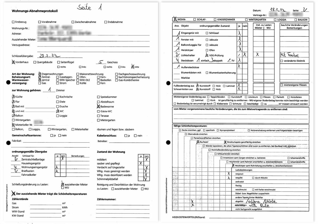 Figure 1: Originally, all data had to be transferred manually – the classic residential property handover record comprised several pages and had to be scanned and transferred in the office.  Klassische Wohnungsprotokolle bei der Gewobag