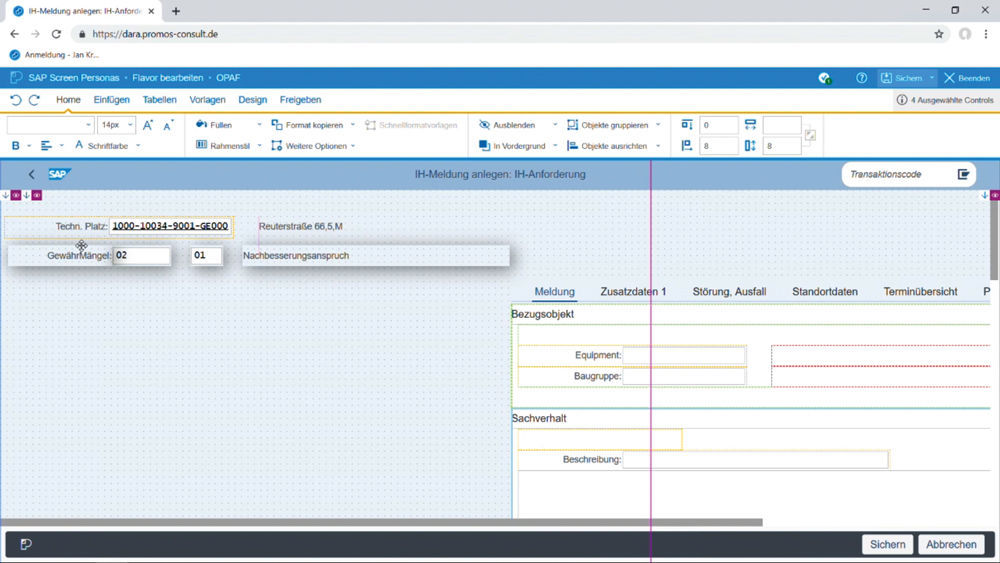 Figure 1: The individual notification fields can be placed with utmost ease in the flavor editor through a drag-and-drop function.