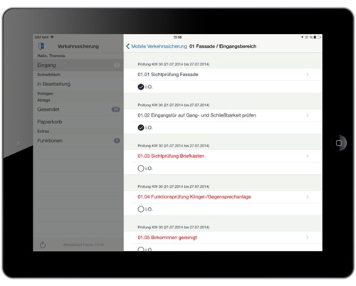 In the easysquare mobile app the person responsible gets inspection reports for all objects needed to be inspected with due inspection tasks. Mobiles Formular für die Erfassung von Prüfergebnissen im Rahmen der Verkehrssicherung in der easysquare mobile App